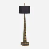 Paul Evans and Phillip Lloyd Powell, Rare floor lamp, c. 1960, torch-cut, welded, gilt and enameled steel and bronze, walnut