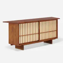 George Nakashima, Sliding Door cabinet, 1956, American black walnut, pandanus cloth