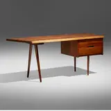 Rare vanity/desk by George Nakashima, 1961, American black walnut, sold Sep 2023