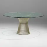 Dining table by Warren Platner, 1966, nickel-plated steel, glass, sold Sep 2023