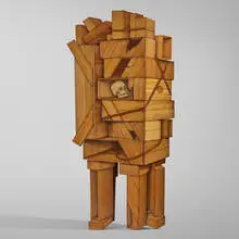 John Cederquist, Cajón de los Muertos cabinet, 1995, Baltic birch, mixed wood inlay, epoxy resin, lithography inks