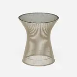 Occasional table by Warren Platner, 1966, nickel-plated steel, glass, sold Sep 2023