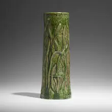 Fulper Pottery, Rare Cattail vase, 1916-22, Verte Antique-glazed earthenware