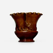 Large vase by George E. Ohr, 1895-96, glazed earthenware, sold Sep 2023