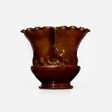 Large vase by George E. Ohr, 1895-96, glazed earthenware, sold Sep 2023