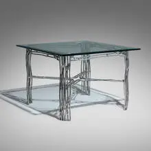 Saguaro table by Arthur Court, c. 1975, cast aluminum, glass, sold Nov 2025