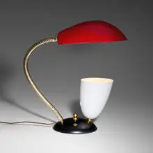 Table lamp by Greta Magnusson Grossman, c. 1985, lacquered steel, brass-plated steel, brass, sold Nov 2025