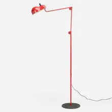 Topo floor lamp by Joe Colombo, 1970, enameled metal, crackle-lacquered steel, plastic, sold Nov 2025