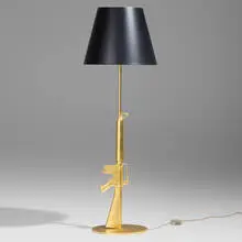 Philippe Starck, Prototype Lounge Gun floor lamp, 2005, gold leaf over aluminum, paper shade