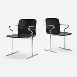 Antti Nurmesniemi, Armchairs model 001A, pair, leather, chrome-plated steel