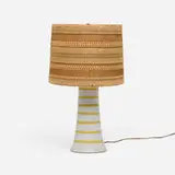 Gordon and Jane Martz, Table lamp, c. 1960, glazed stoneware, wood, Maria Kipp shade