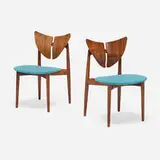Kurt Østervig, Dining chairs, pair, 1956, walnut, upholstery
