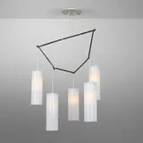 Richard Tuttle, Five-light chandelier, 1996, iron, milk glass, aluminum