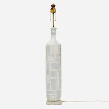 attribution Guido Gambone, Floor lamp, c. 1955, glazed stoneware, painted wood