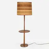 Gordon and Jane Martz, Floor lamp with table, c. 1965, walnut, Maria Kipp shade