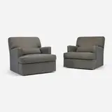 Holly Hunt, Swivel lounge chairs, pair, c. 2000, upholstery