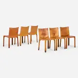 Mario Bellini, Cab chairs model 412, set of six, 1976, leather over enameled steel