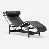 LC4 chaise lounge, model B306 by Pierre Jeanneret and Le Corbusier Charlotte Perriand, chrome-plated and enameled steel, leather, rubber, sold Nov 2025