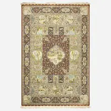 Modern, Hereke low pile carpet, c. 1980, machine-knotted silk