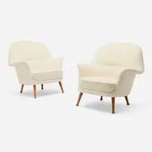 Arne Norell, Divina lounge chairs, pair, c. 1965, upholstery, beech