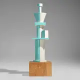 Ettore Sottsass, Clair de Lune totem, 1988, glazed ceramic, pine plywood
