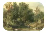 Thomas Creswick, Figure in a wooded landscape, oil on canvas