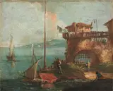 A Mediterranean harbour scene by Italian School, oil on canvas, offered Dec 2017