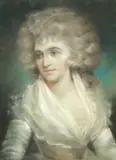 English School, Portrait of a lady in white, pastel on paper laid on canvas