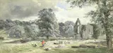 Paul Jacob Naftel, Bolton Abbey, watercolour heightened with white