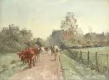 Aymar Pezant, La route de Parnes, oil on board
