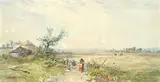Charles Branwhite, Climbing the gate, watercolour heightened with white