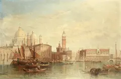 Alfred Pollentine, View of the Doge's Palace and entrance to the Piazza San Marco, oil on canvas