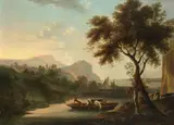 Ferrying cattle by English School 19th century, oil on board, sold Dec 2017