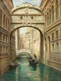 Arthur Trevor Haddon, The Bridge of Sighs, Venice, oil on canvas laid to paper