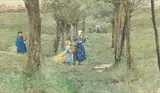 The gleaners by Lionel Percy Smythe, Ra, Rws, Ri, Roi, watercolour and bodycolour, offered Dec 2017