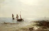 Gustave de Breanski, Bringing in the catch, oil on canvas
