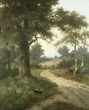Hendrik Pieter Koekkoek, The woodland track, a pair, oil on canvas