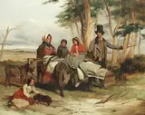 Erskine E. Nicol, Travellers at rest, oil on canvas