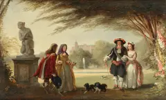 Hampton Court Palace garden scene by James Digman Wingfield, oil on canvas, offered Dec 2017