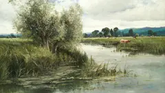 Henry John Kinnaird, On the River Lea near Hertford, oil on canvas