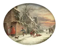 John Anthony Puller, Snowballing, oil on board