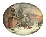 John Anthony Puller, Snowballing, oil on board