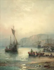 Low Tide Sidmouth, Devon by William Thornley, oil on board, sold Dec 2017