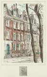 English School, Houses in Chelsea and other areas commemorated with blue plaques, a set of eight,  including Thomas Carlyle, Cheyne Row; Whistler, Cheyne Walk; Turner, Cheyne Walk; Mrs Gaskill, Cheyne Walk; Samuel Richardson & Burne-Jones, North End Crescent; Thackery, Kensingtron Square; Thomas Hardy, Trinity Road; Hogarth, Chiswick., all pen and ink and watercolour