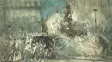 Jnr. Albert Ludovici, New year's eve celebrations, Piccadilly, watercolour