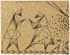 William Wauer, Begrüßung, 1916, Tusche und Deckfarbe auf Pappe