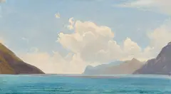 Johann Gottfried Steffan, Am Gardasee, 1845, Öl auf Papier