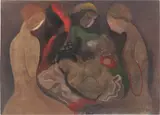 Béla Kádár, Neugeborene, Um 1925, Gouache auf Papier, auf Karton aufgezogen