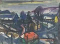 Dorfansicht Börnchen by Curt Querner, 1955, Aquarell auf Fabriano-Velin, sold Dec 2022