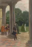 Franz Skarbina, König Friedrich II. in Rheinsberg 1740“. (Vor) 1906